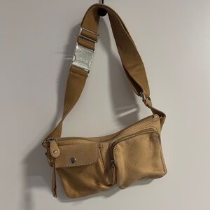 Roots Tan Leather Waist Bag